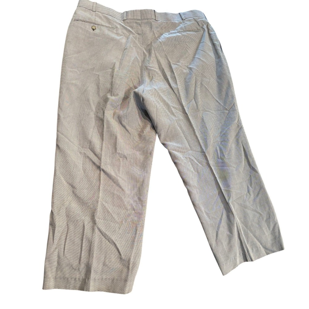 Metro Club Collection Mens Vintage Pleated Houndstooth Dress Pants Tan Black 42